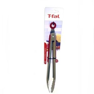T-Fal Stainless Steel Red Silicone Tongs and Pastry Brush Set